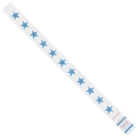 Bsc Preferred 3/4 x 10'' Blue Stars Tyvek Wristbands, 500PK BUY00022020